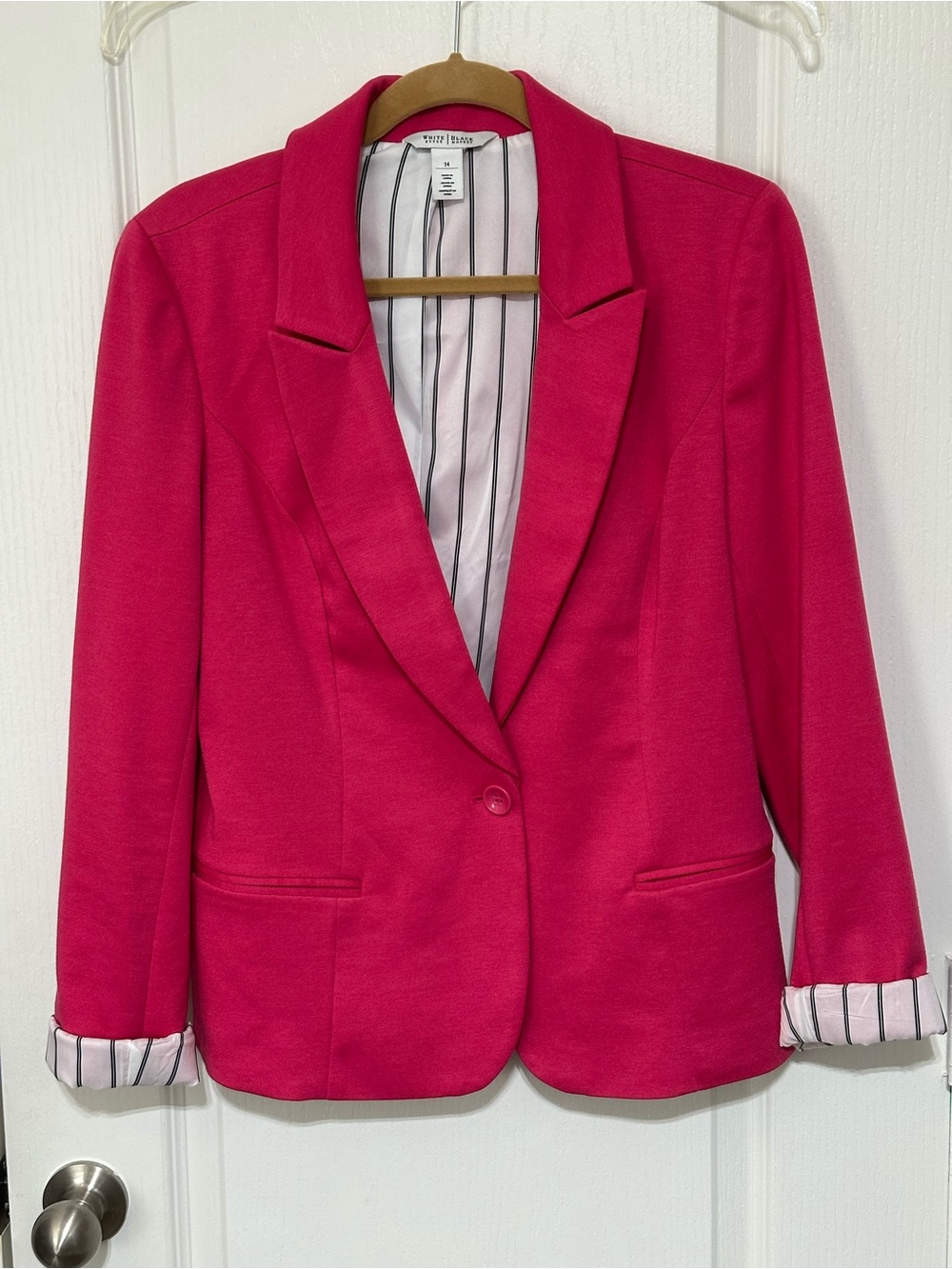 White House Black Market Pink Single-Button Notch Lapel Blazer